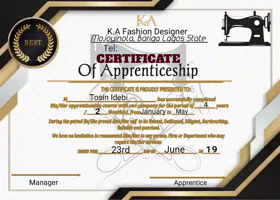 Certificate Print out